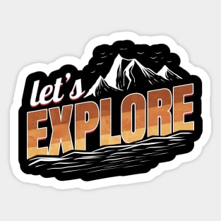 Logo Let's Explore On Camping Sticker